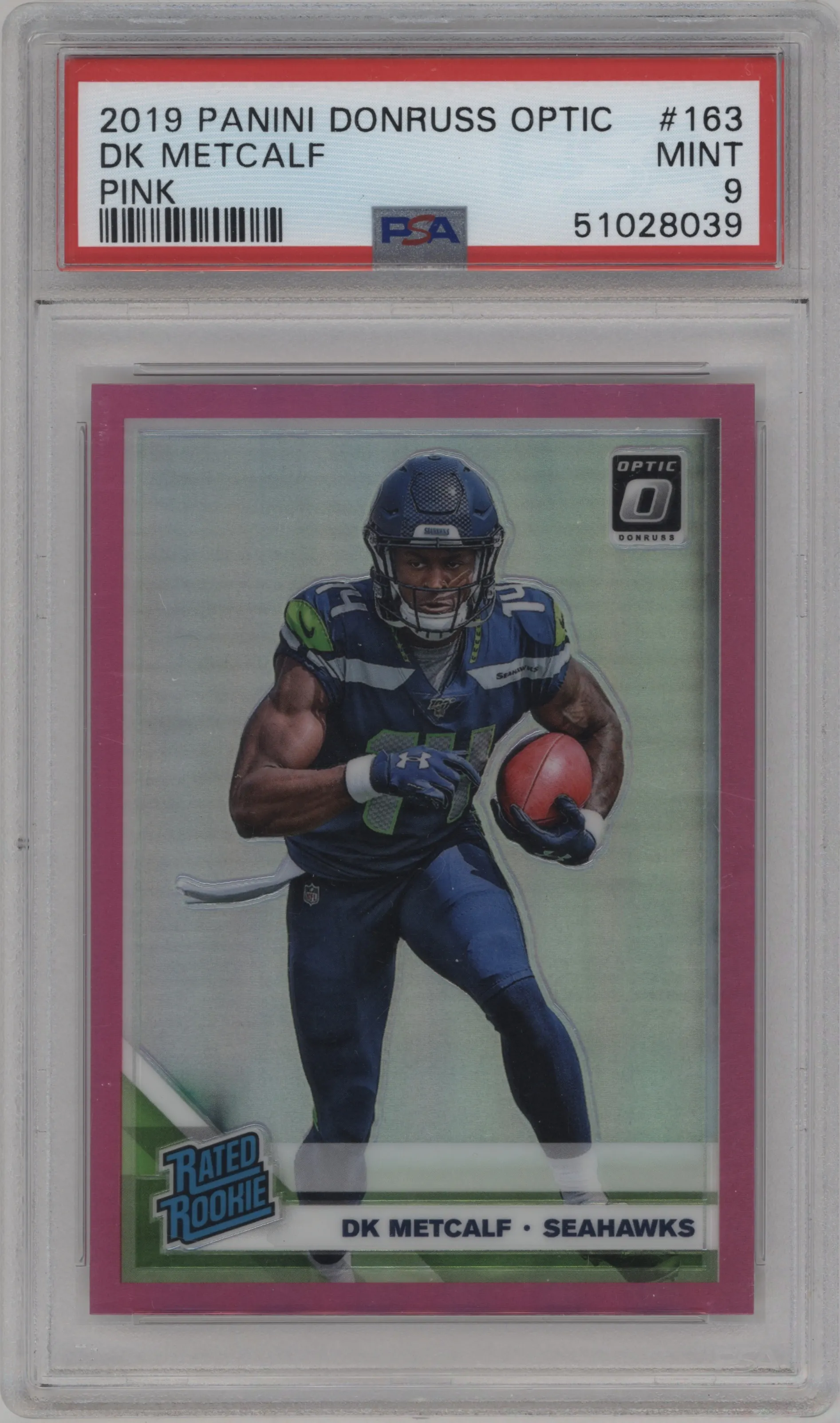 2019 Panini Donruss Optic Rated Rookie DK Metcalf Pink PSA 9