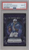 Anthony Richardson from the 2023 Panini Obsidian set featuring a Electric Etch Purple parallel graded by PSA and given an overall grade of 10.