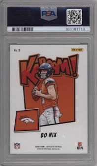 Bo Nix from the 2024 Panini Absolute set graded by PSA and given an overall grade of 10.