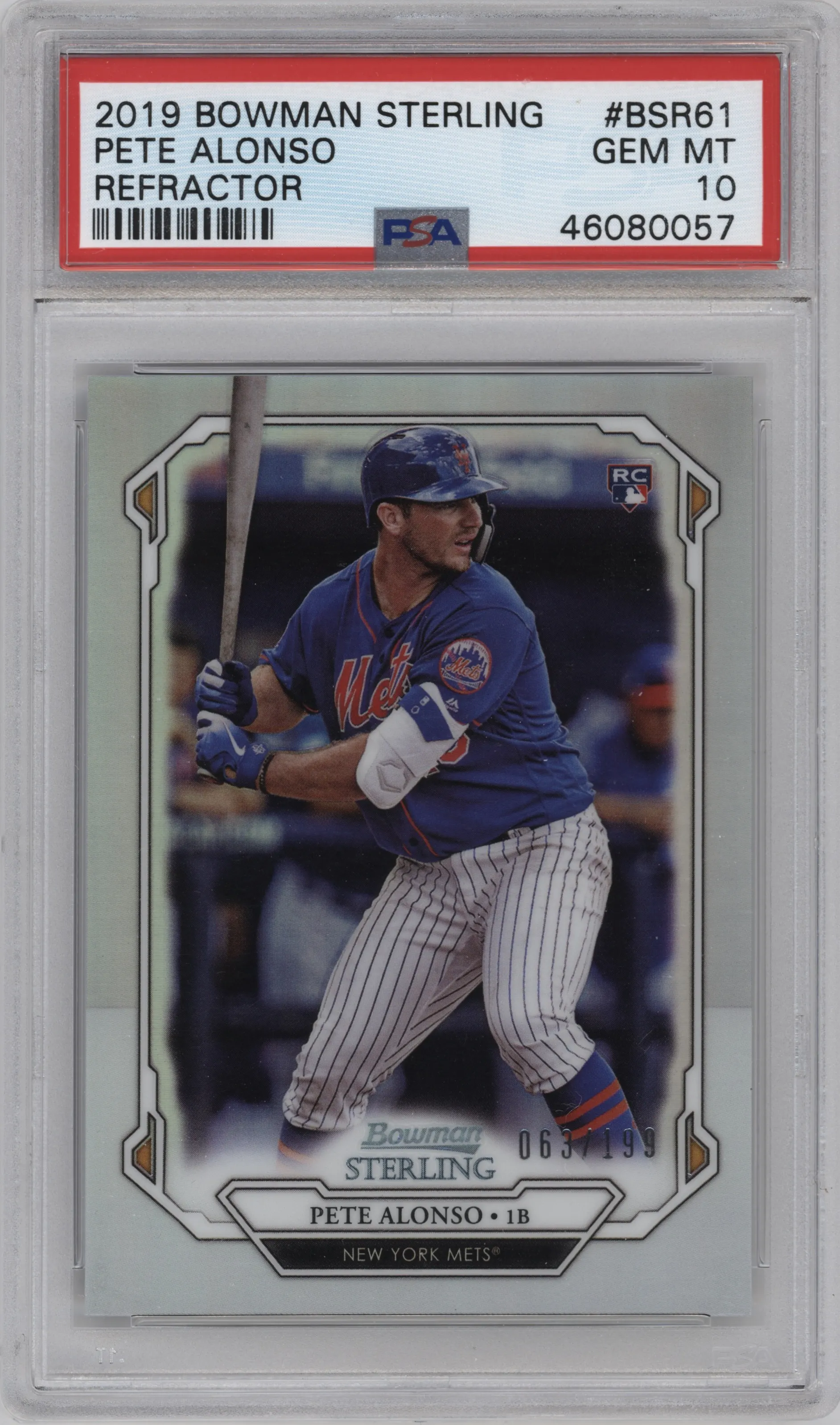 2019 Bowman Sterling Pete Alonso Refractor #BSR-61 PSA 10
