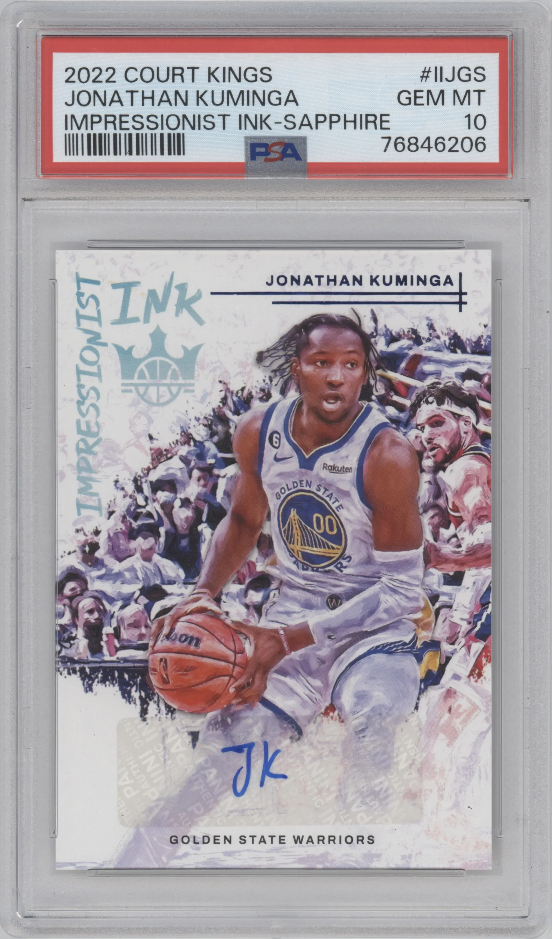 2022 Panini Court Kings Impressionist Ink Jonathan Kuminga Sapphire #II-JGS PSA 10
