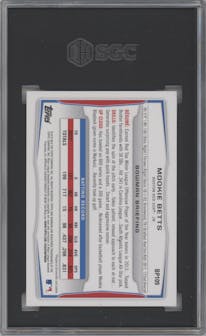 Mookie Betts from the 2014 Bowman set graded by SGC and given an overall grade of 9.5.