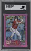 Corbin Carroll from the 2023 Topps Chrome set featuring a Pink Refractor parallel graded by SGC and given an overall grade of 10.