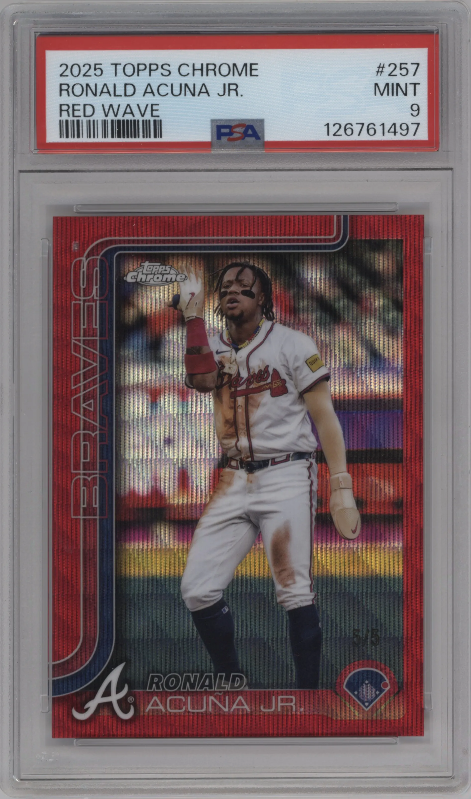 2025 Topps Chrome Ronald Acuna Jr. Red wave #257 PSA 9