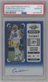 Christian Watson from the 2022 Panini Contenders Optic set featuring a Blue parallel graded by PSA and given an overall grade of 10.