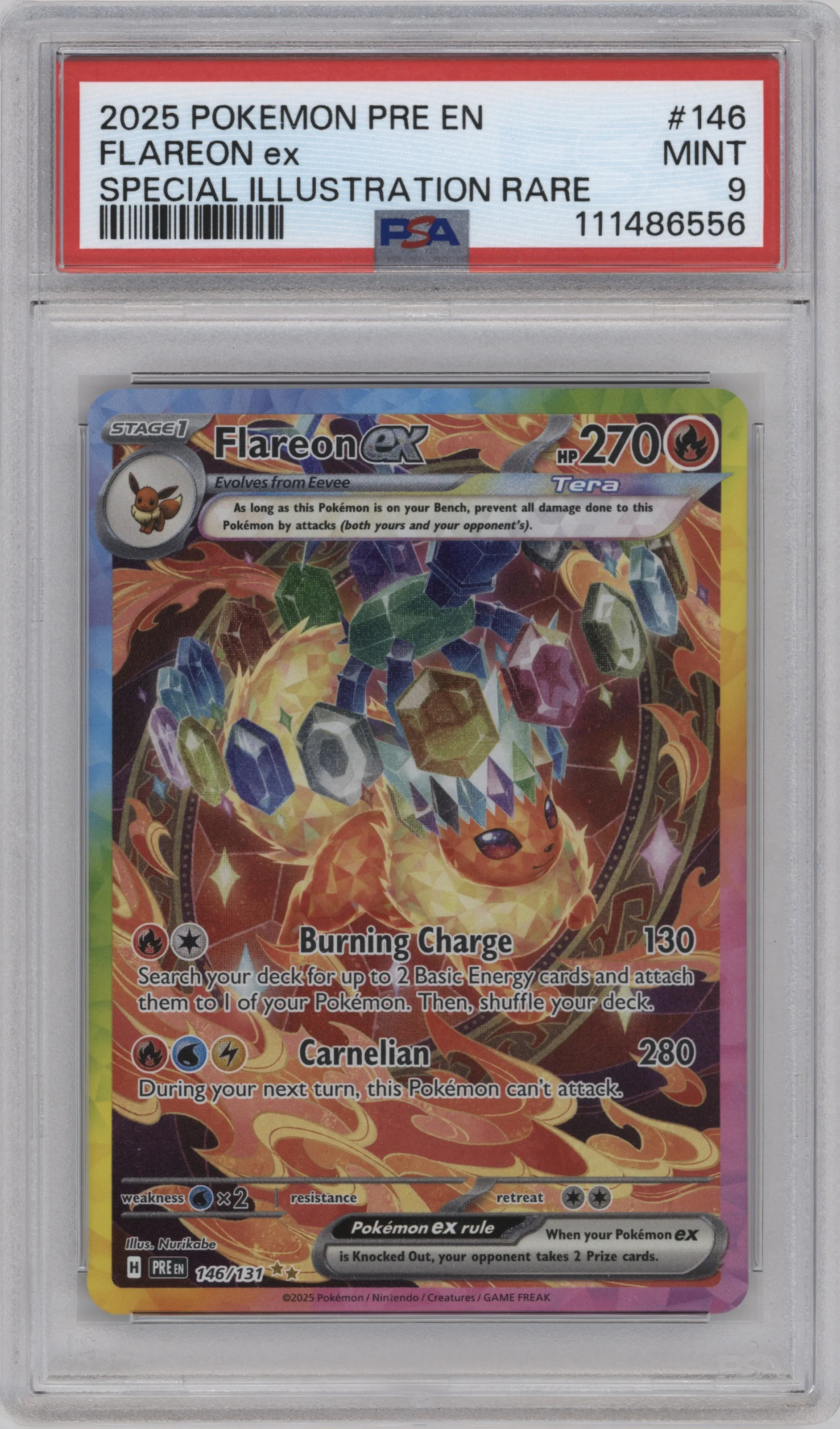 2025 Pokemon SV Prismatic Evolutions Flareon ex #146 PSA 9