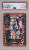 Stephen Curry from the 2023-24 Panini Prizm set featuring a Red Seismic  parallel graded by PSA and given an overall grade of 10.