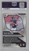 Caleb Williams from the 2024 Panini Prizm set featuring a Silver Prizm parallel graded by PSA and given an overall grade of 8.