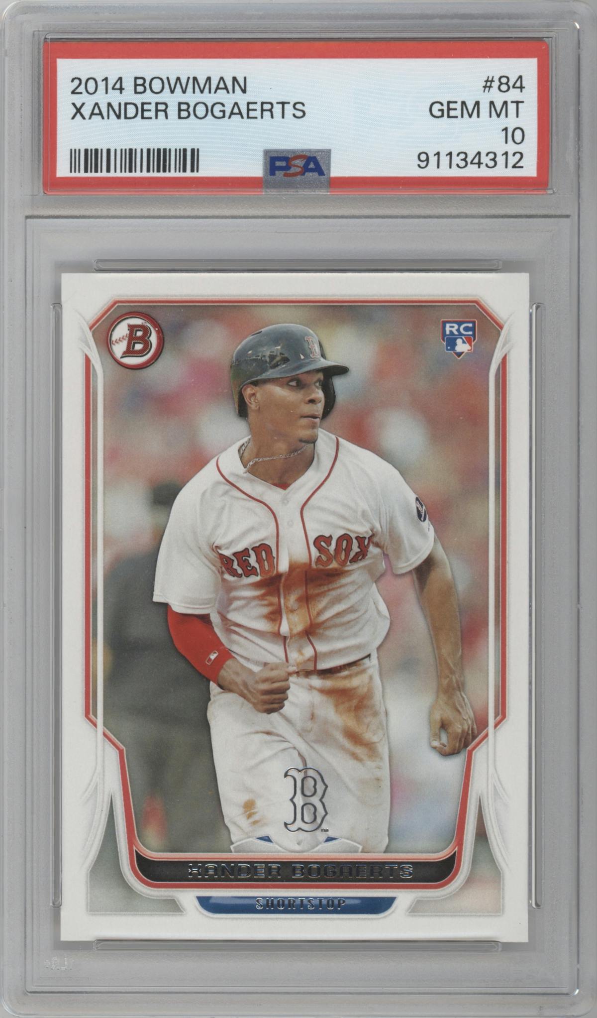 Xander Bogaerts from the 2014 Bowman set graded by PSA and given an overall grade of 10.