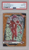 Xavier Worthy from the 2024 Panini Prizm set featuring a Disco parallel graded by PSA and given an overall grade of 10.