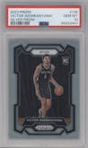 Victor Wembanyama from the 2023-24 Panini Prizm set featuring a Silver Prizm  parallel graded by PSA and given an overall grade of 10.