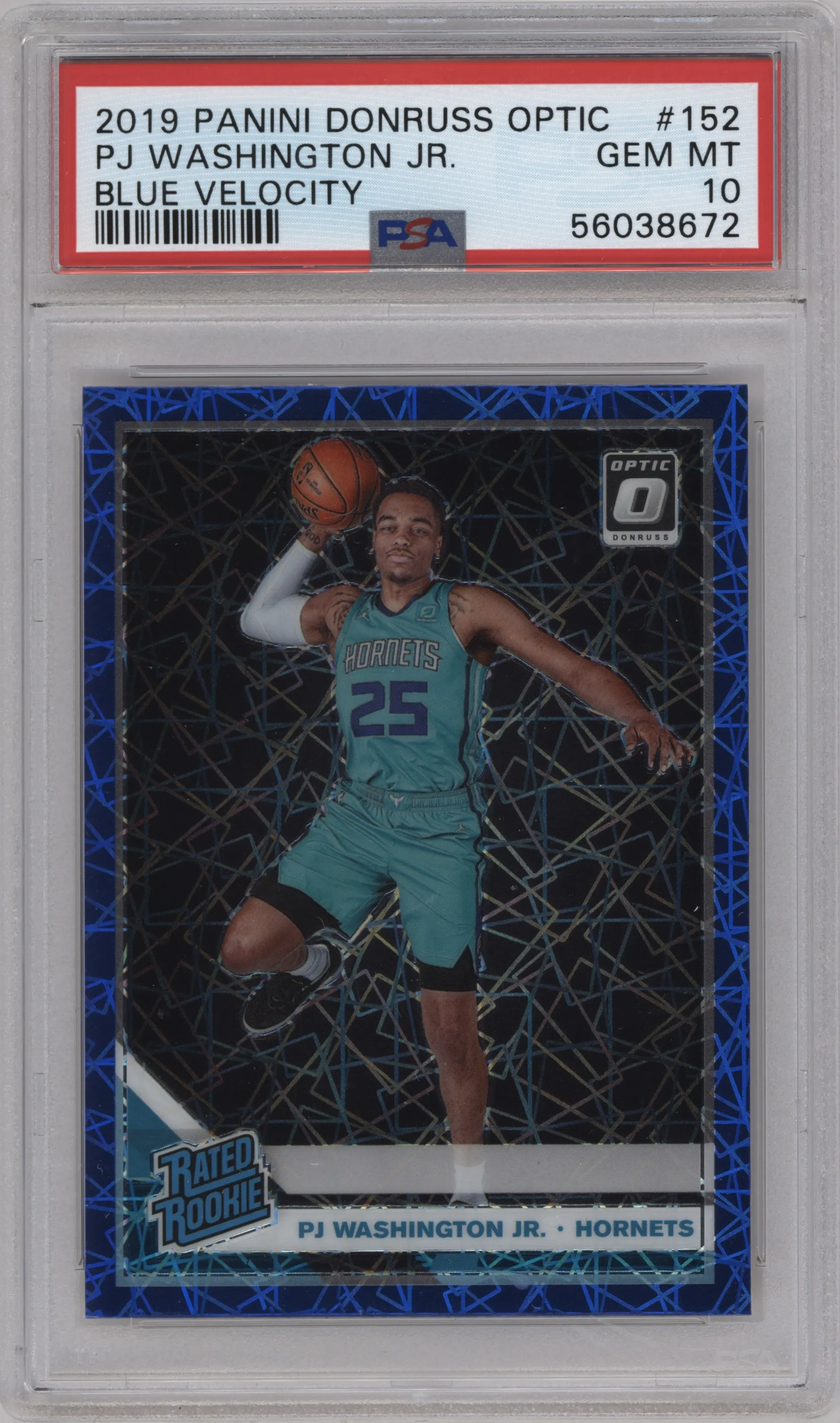 2019 Panini Donruss Optic Rated Rookie PJ Washington Jr. Blue Velocity #152 PSA 10