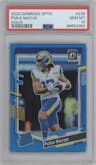 Puka Nacua from the 2023 Donruss Optic set featuring a Aqua parallel graded by PSA and given an overall grade of 10.