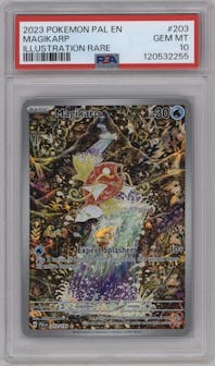Magikarp from the 2023 Pokemon SV set graded by PSA and given an overall grade of 10.