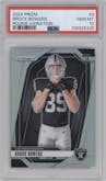 Brock Bowers from the 2024 Panini Prizm set graded by PSA and given an overall grade of 10.