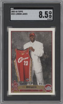 LeBron James from the 2003-04 Topps set graded by SGC and given an overall grade of 8.5.