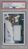 Elijah Moore from the 2021 Panini One set featuring a Blue parallel graded by PSA and given an overall grade of 9.