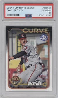 Paul Skenes from the 2024 Topps Pro Debut set graded by PSA and given an overall grade of 10.