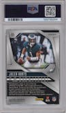 Jalen Hurts from the 2024 Panini Prizm set featuring a Red White Blue Prizm parallel graded by PSA and given an overall grade of 10.