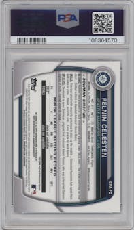 Felnin Celesten from the 2023 Bowman Chrome set graded by PSA and given an overall grade of 10.