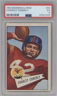 Charley Conerly from the 1952 Bowman Large set graded by PSA and given an overall grade of 5.