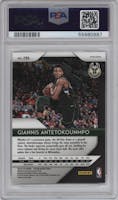 Giannis Antetokounmpo from the 2018-19 Panini Prizm set featuring a Red White Blue Prizm parallel graded by PSA and given an overall grade of 10.