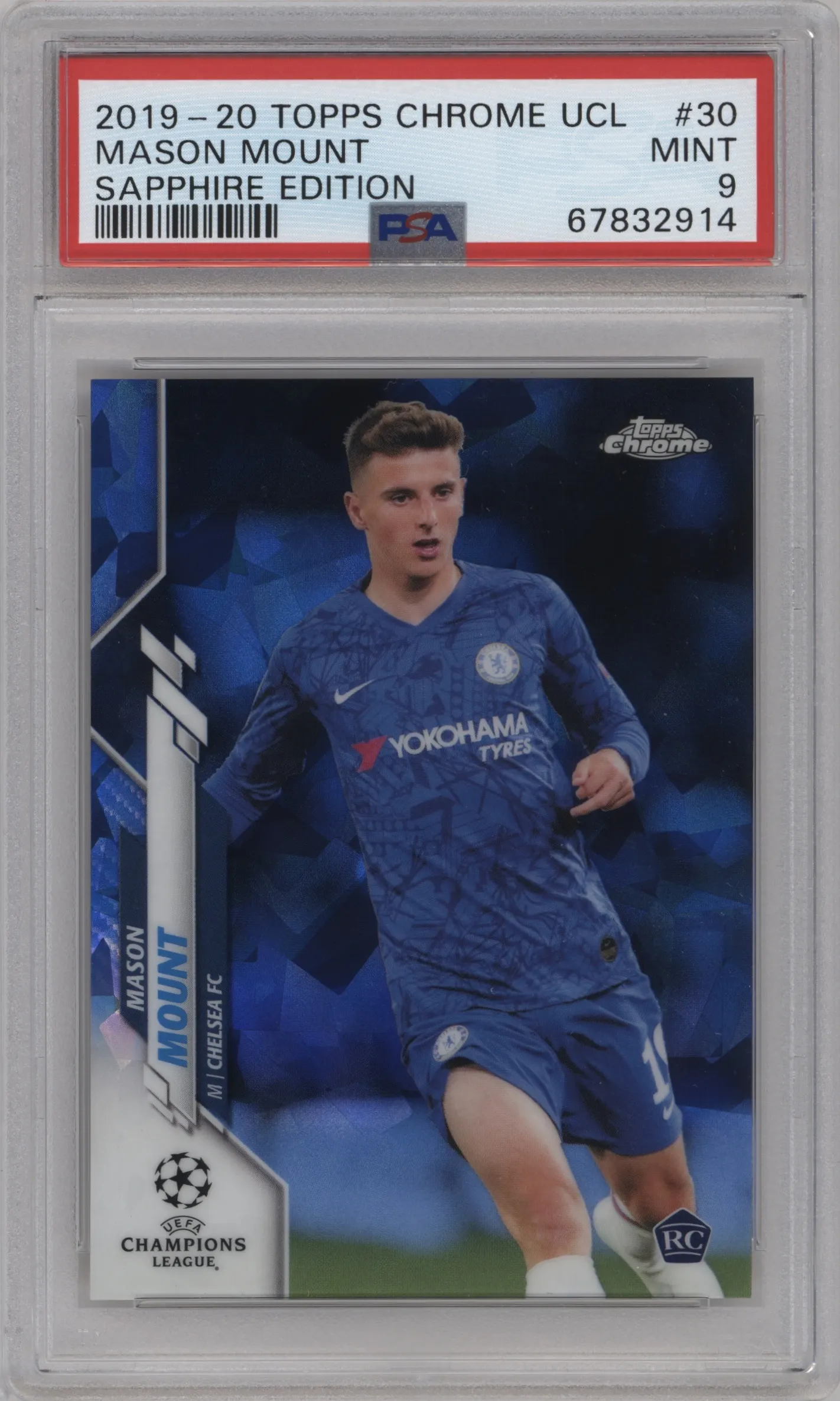 2019 Topps Chrome Sapphire Edition UEFA Champions League Mason Mount PSA 9