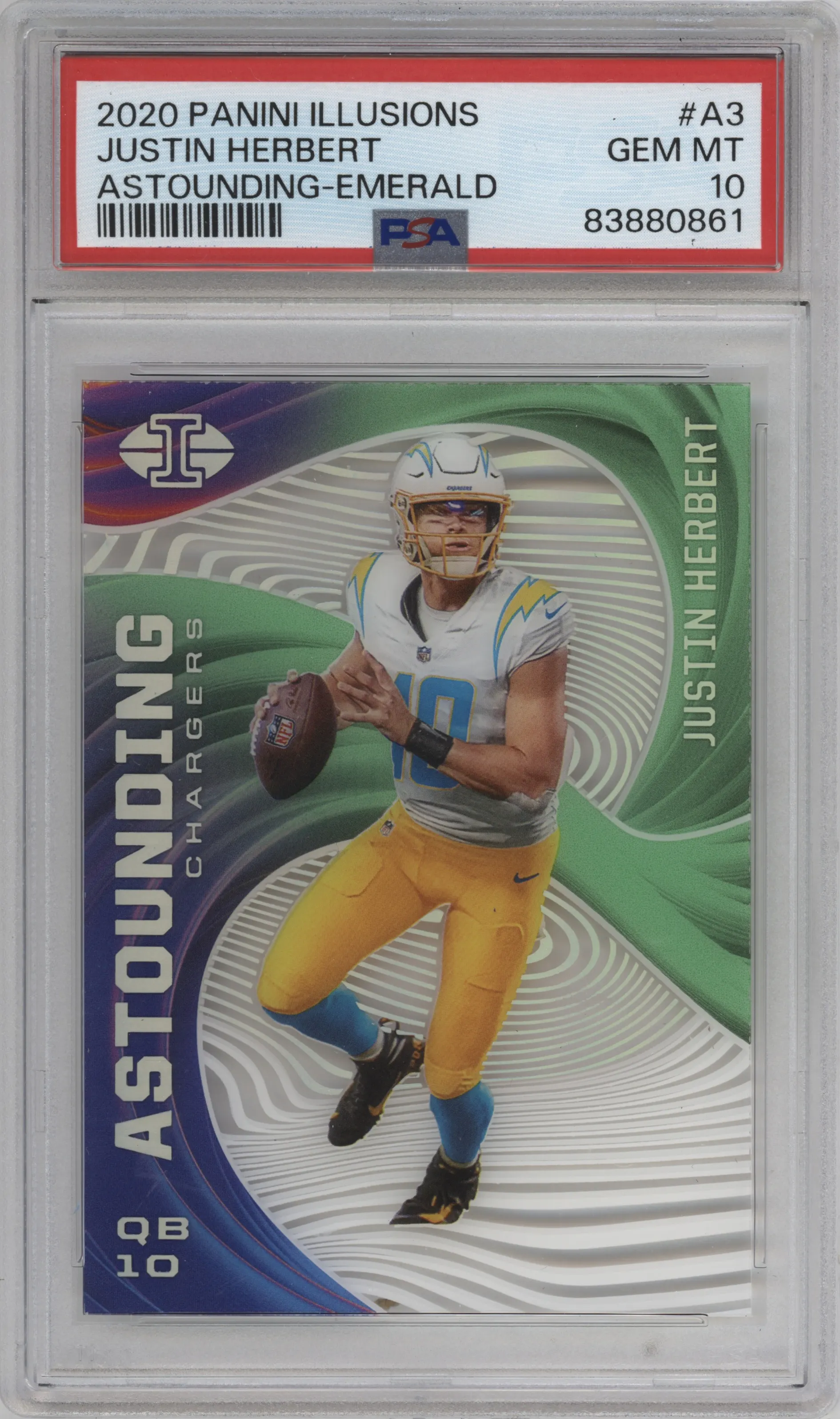 2020 Panini Illusions Astounding Justin Herbert Emerald PSA 10
