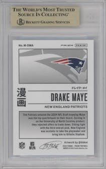 Drake Maye from the 2024 Panini Prizm set graded by Beckett and given an overall grade of 10.