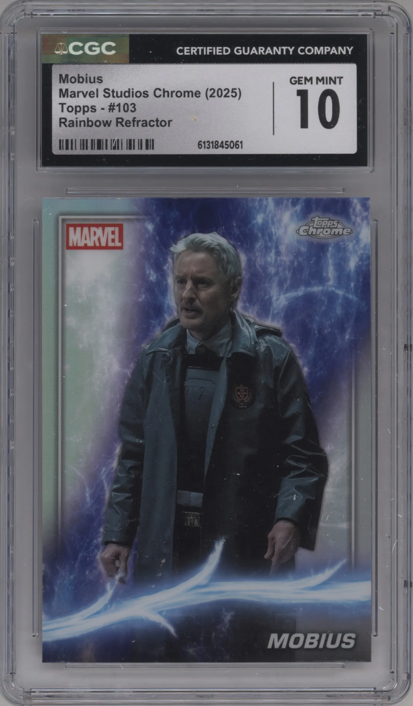 2025 Topps Chrome Marvel Studios Mobius Rainbow Refractor CGC 10