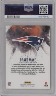 Drake Maye from the 2024 Panini Phoenix set graded by PSA and given an overall grade of 9.