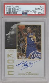 Kobe Bryant from the 2019-20 Panini Contenders set graded by PSA and given an overall grade of 10.