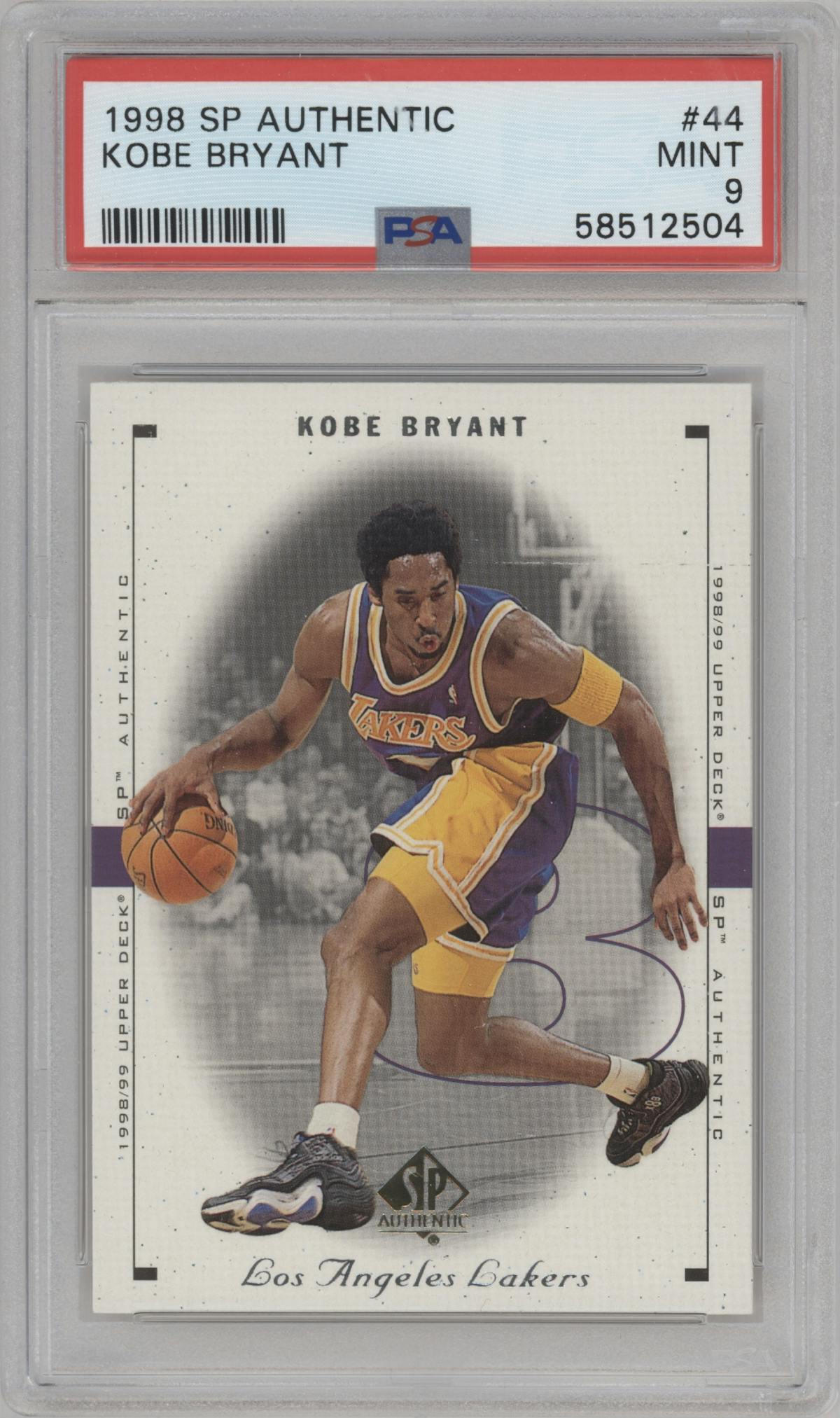 Kobe Bryant from the 1998-99 SP Authentic set graded by PSA and given an overall grade of 9.