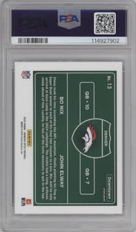 Bo Nix/John Elway from the 2024 Donruss Optic set graded by PSA and given an overall grade of 10.