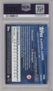 Aaron Judge from the 2017 Topps Chrome set graded by PSA and given an overall grade of 10.