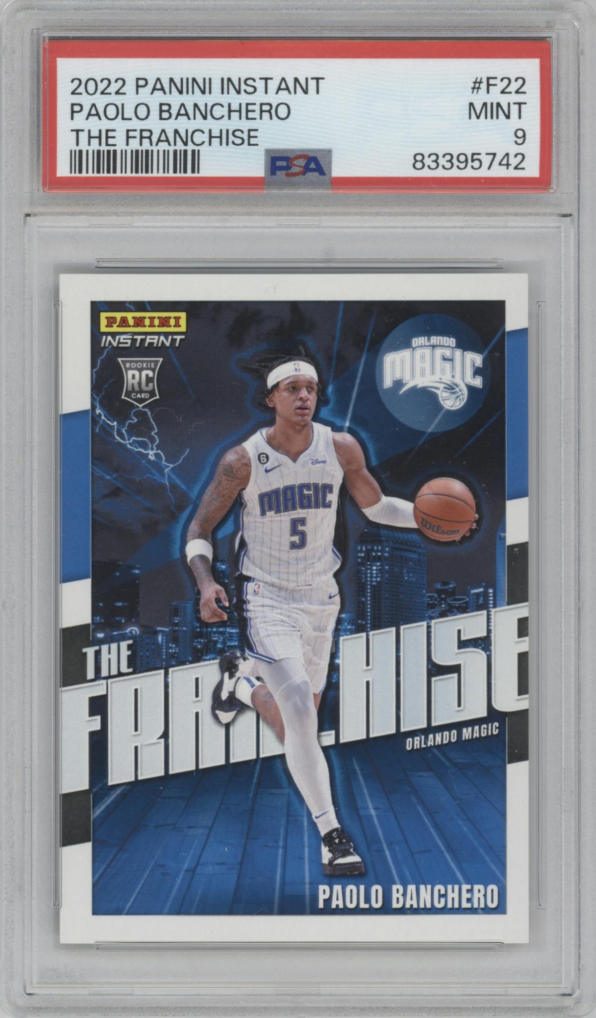 Paolo Banchero from the 2022-23 Panini Instant set graded by PSA and given an overall grade of 9.
