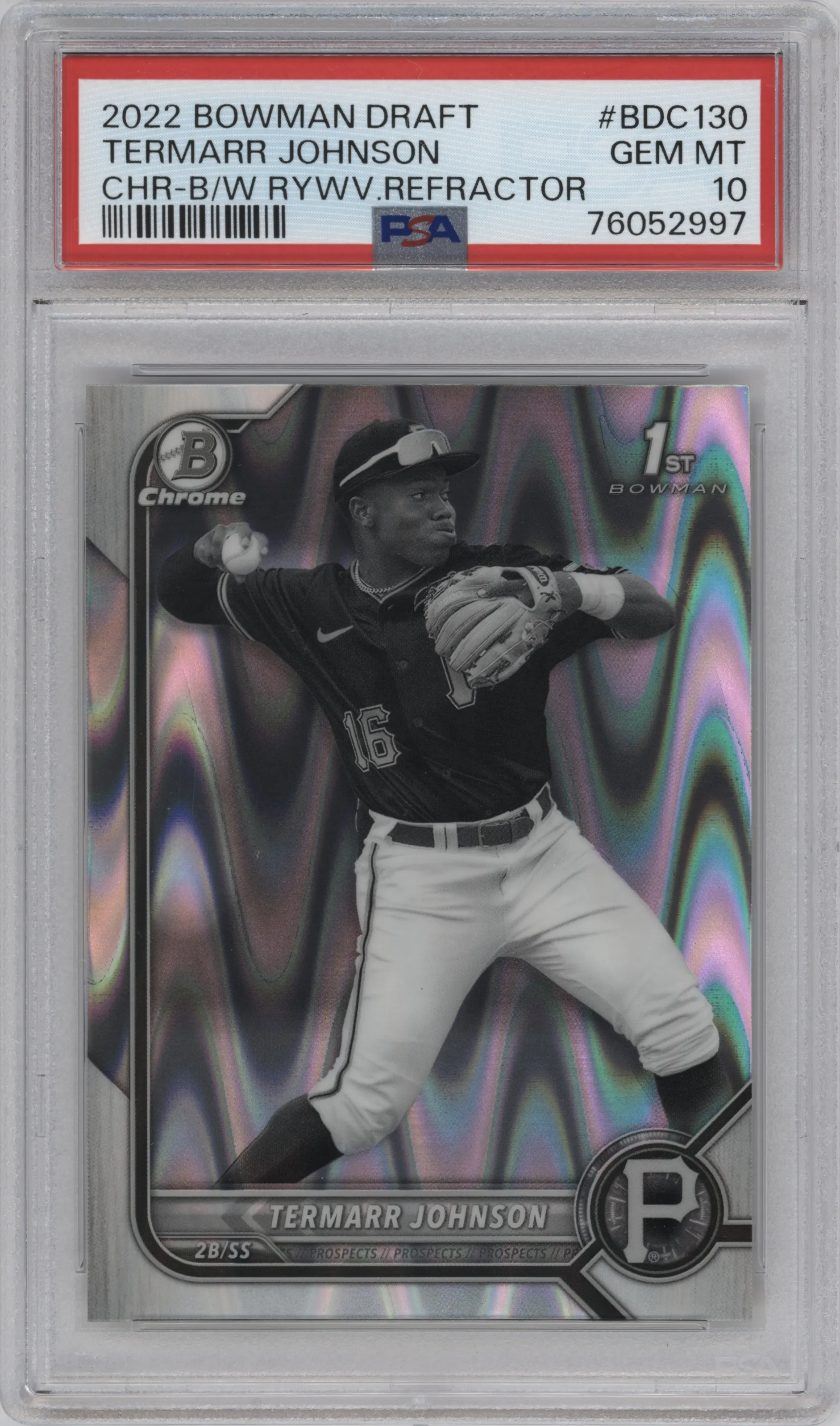 2022 Bowman Draft Chrome Termarr Johnson Black & White RayWave Refractor PSA 10