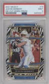 Justin Herbert from the 2021 Panini Select set featuring a Die-Cut Zebra parallel graded by PSA and given an overall grade of 9.