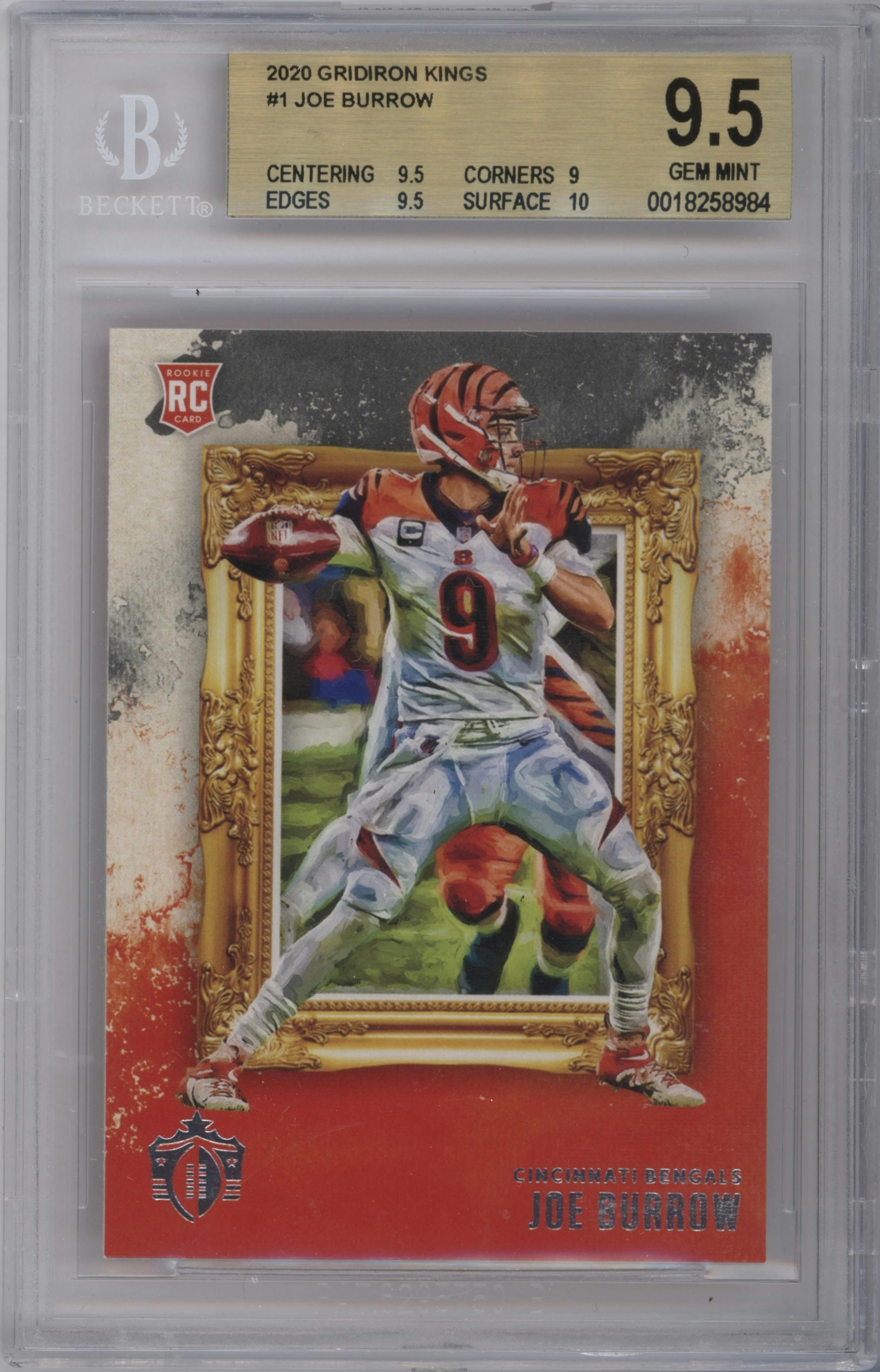 Joe Burrow from the 2020 Panini Chronicles set graded by Beckett and given an overall grade of 9.5.