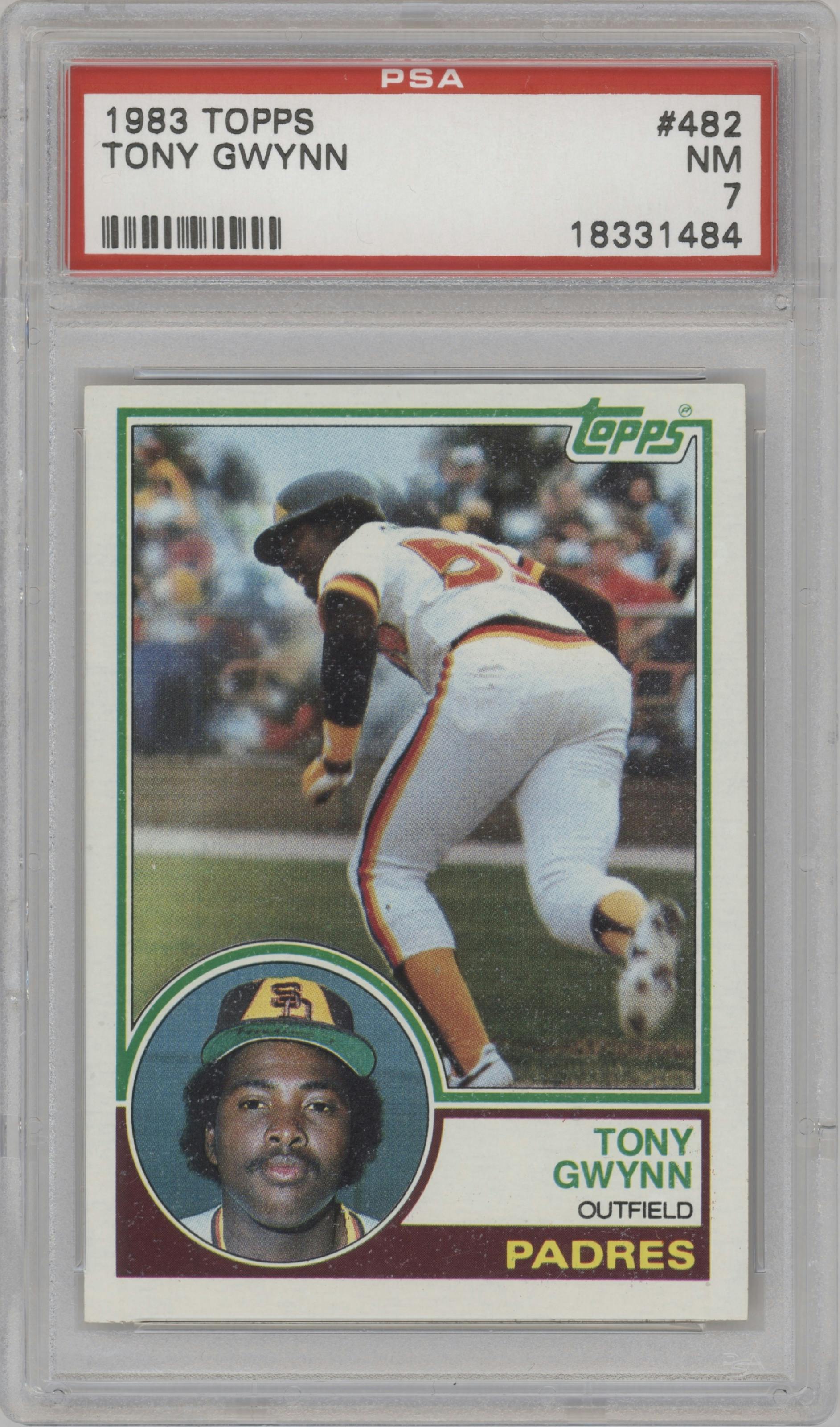 Tony Gwynn from the 1983 Topps set graded by PSA and given an overall grade of 7.