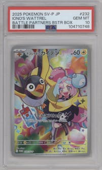 Iono's Wattrel from the 2025 Pokemon SV JPN set featuring a SV9 Battle Partners parallel graded by PSA and given an overall grade of 10.