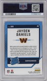Jayden Daniels from the 2024 Donruss set featuring a Pink parallel graded by PSA and given an overall grade of 9.