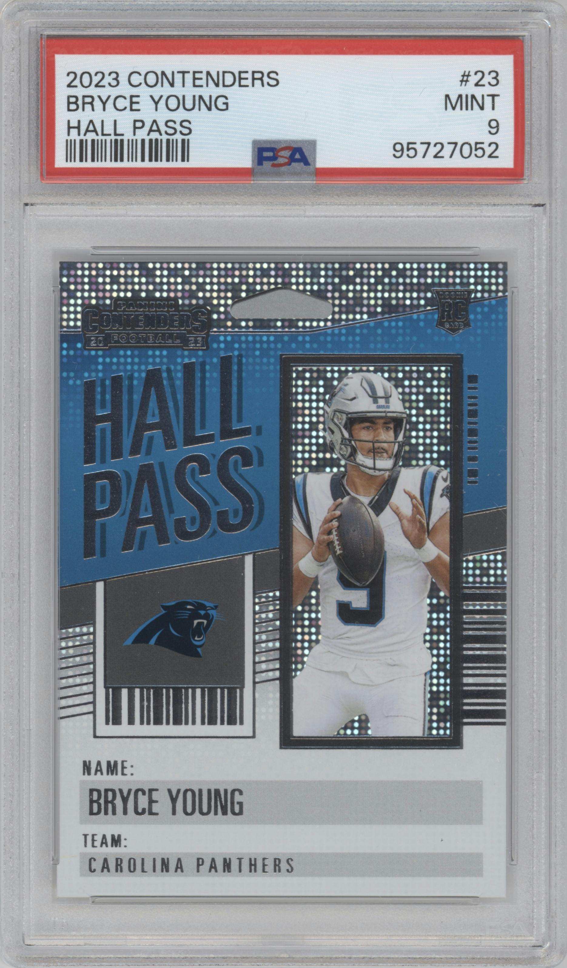Bryce Young from the 2023 Panini Contenders set graded by PSA and given an overall grade of 9.