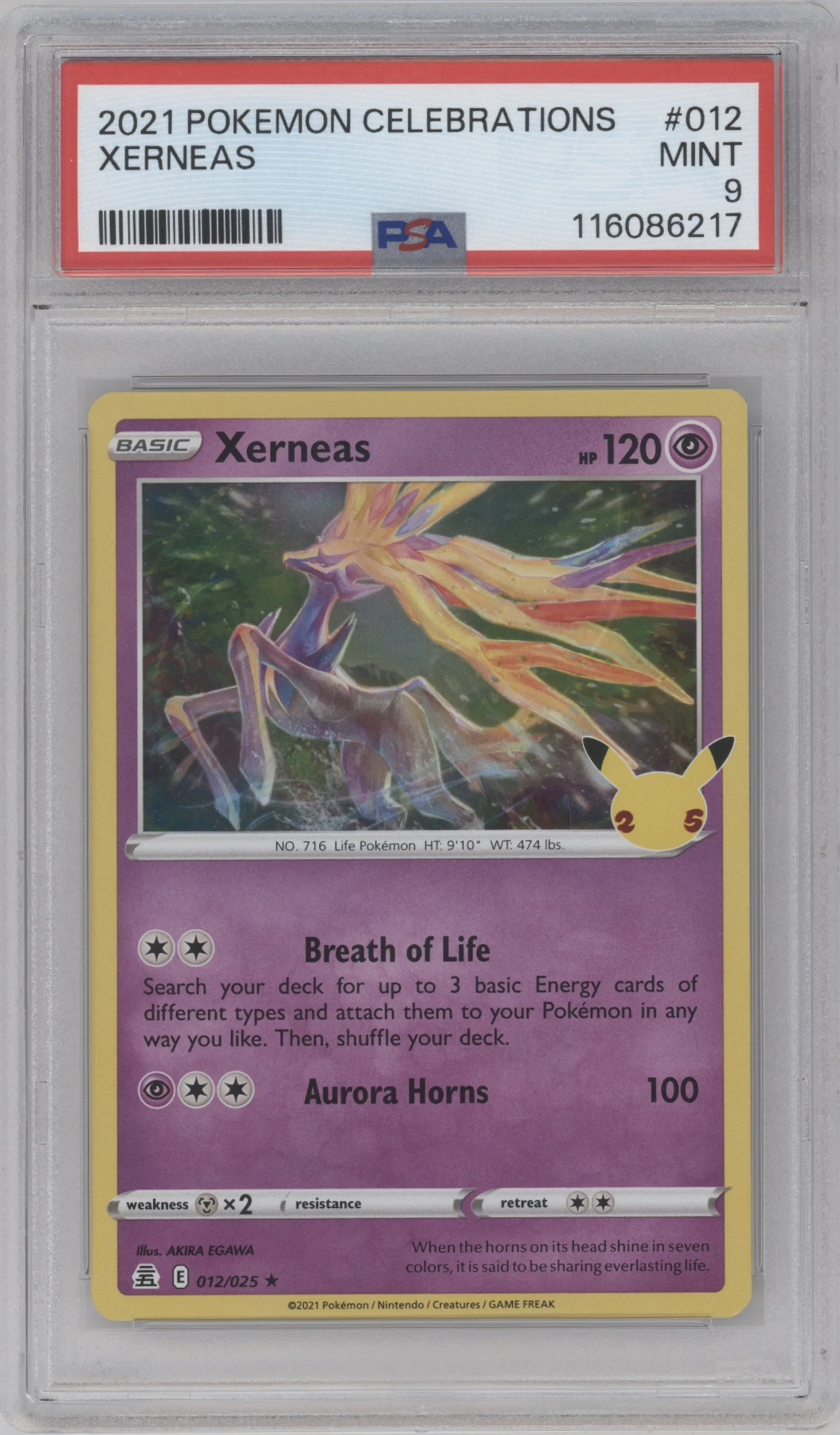 2021 Pokemon SWSH Celebrations Xerneas #012 PSA 9