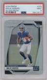 Malik Nabers from the 2024 Panini Prizm set featuring a Silver Prizm parallel graded by PSA and given an overall grade of 9.
