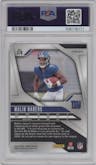 Malik Nabers from the 2024 Panini Prizm set featuring a Silver Prizm parallel graded by PSA and given an overall grade of 9.