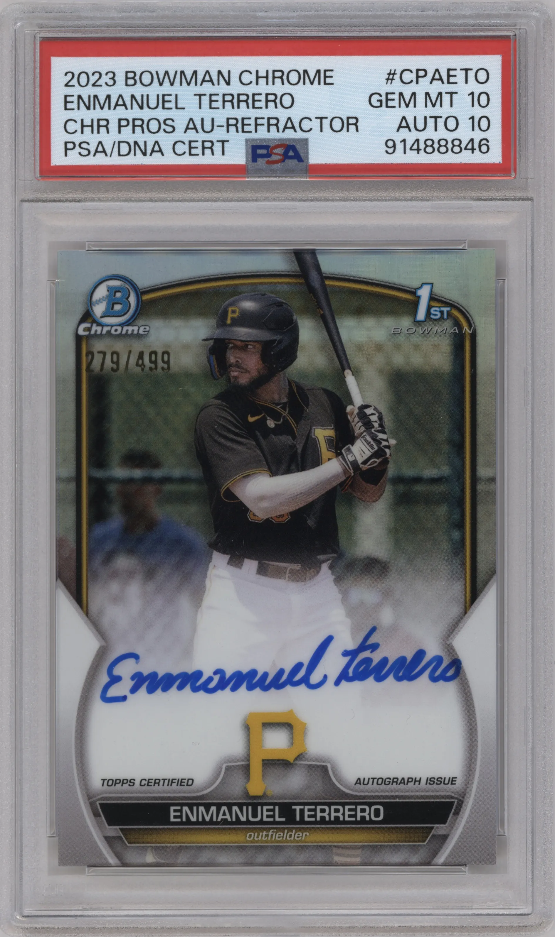 2023 Bowman Chrome Chr.Pros.Auto Enmanuel Terrero Refractor #CPA-ETO PSA 10