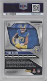 Puka Nacua from the 2024 Panini Prizm set featuring a Black & White Checker parallel graded by PSA and given an overall grade of 10.