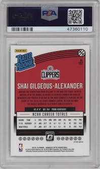 Shai Gilgeous-Alexander from the 2018-19 Panini Donruss Optic set featuring a Holo parallel graded by PSA and given an overall grade of 10.