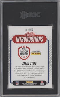 Bo Nix from the 2024 Panini Absolute set featuring a Orange Spectrum parallel graded by SGC and given an overall grade of 8.